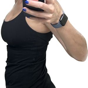 Lightly lined, full support cross strap tank top.